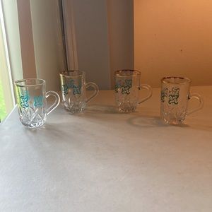 Decover Italian Glass Set of 4 Shot Glasses with Handles & Gold Accents